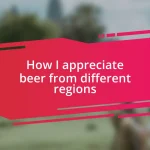 How I appreciate beer from different regions