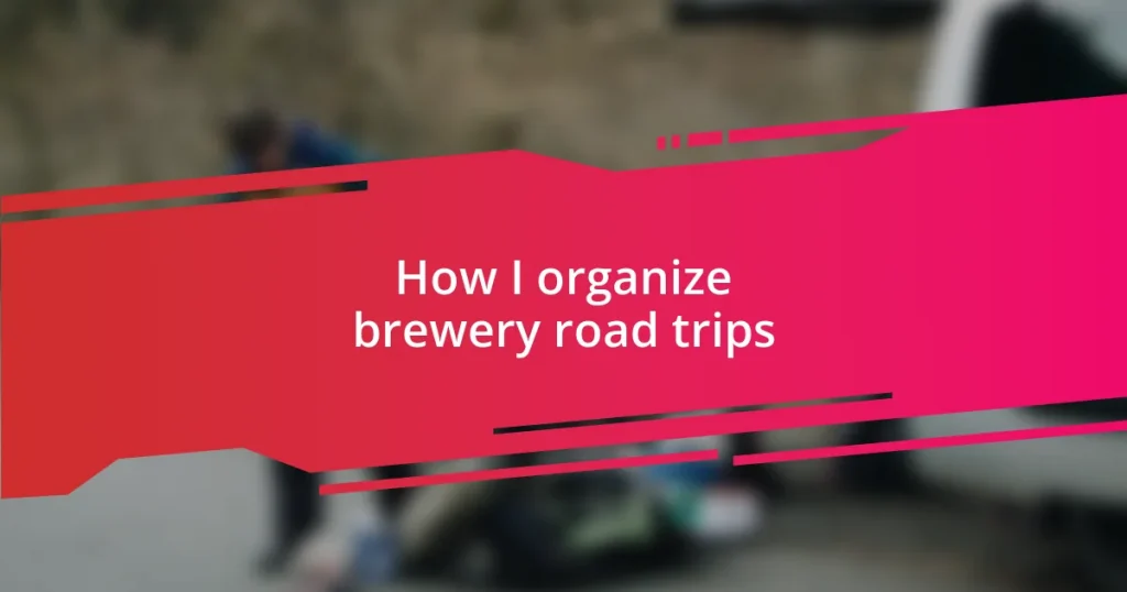 How I organize brewery road trips