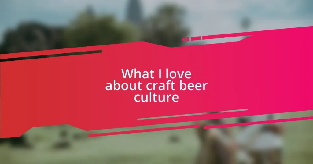 What I love about craft beer culture